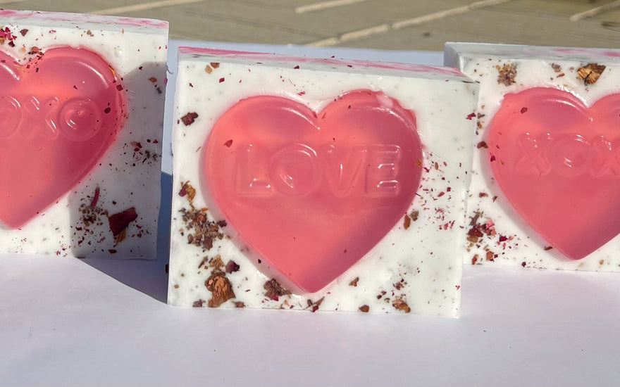 Homemade "LOVE" and "XOXO" Soaps