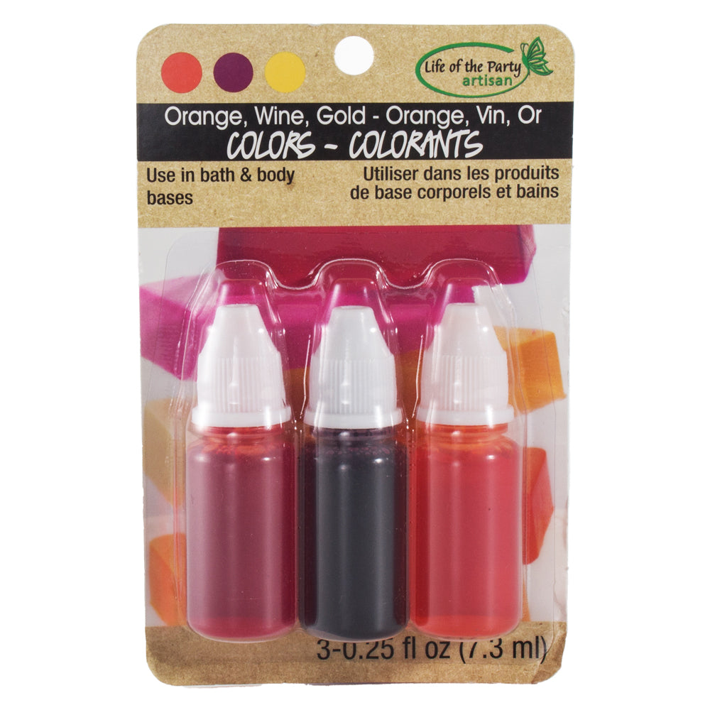 Liquid Soap Colorant Wine, Orange, Gold 0.30 fl oz each